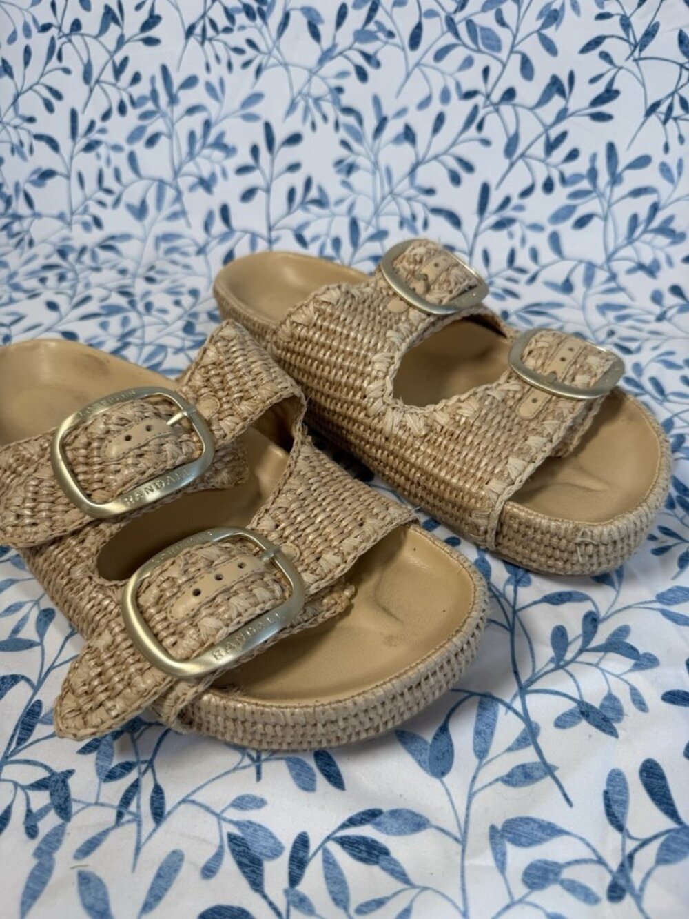 Loeffler Randall Theo Two Strap Chunky Woven Raffia Platform Sandals Size 8 - Picture 3 of 14